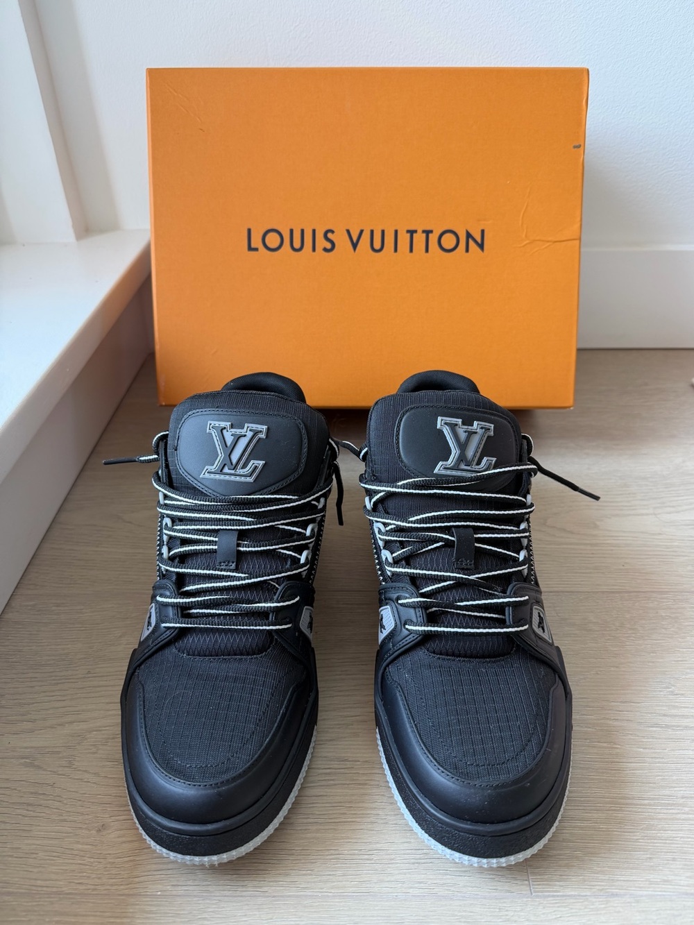Louis Vuitton Black High-Top LV Monogram Sneakers
